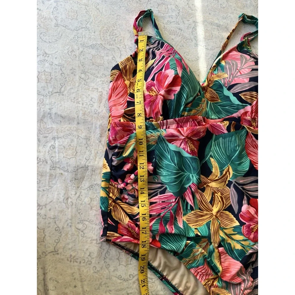 kona sol, Women's, swimsuit‎ Size 24W Floral Hawaiian Print Adjustable Strap